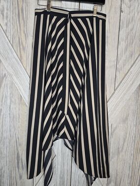 The Standard Striped Handkerchief Skirt Size L Black Tan Midi